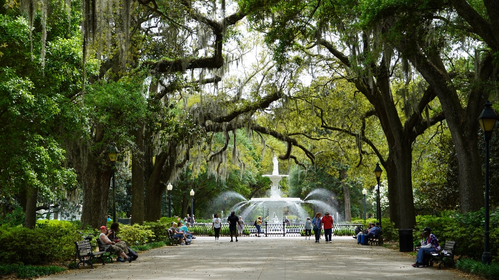 A shady walkway in Forsyth Park in the Historic District
