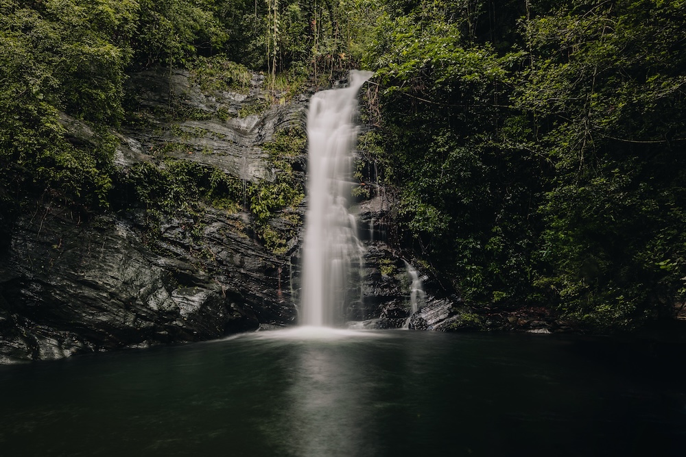 Maya King Waterfall in the Silver Creek Camp, Southern Belize