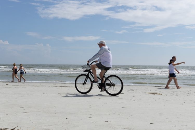 biking on the beach at Hilton Head Island