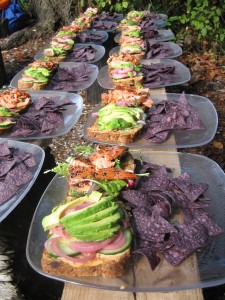 Smoked salmon sandwiches served during Gourment Kayaking