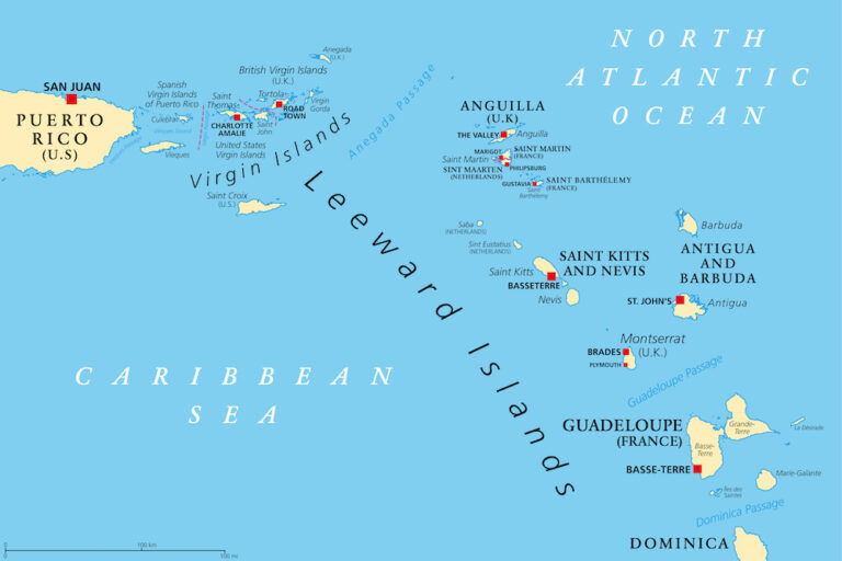 Leeward islands political map travelhoppers