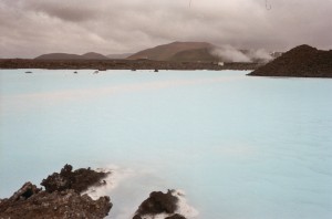 The steaming, murky Blue Lagoon geothermal pool, Iceland