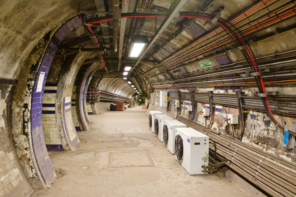 Closed London Underground tunnel at Euston Station