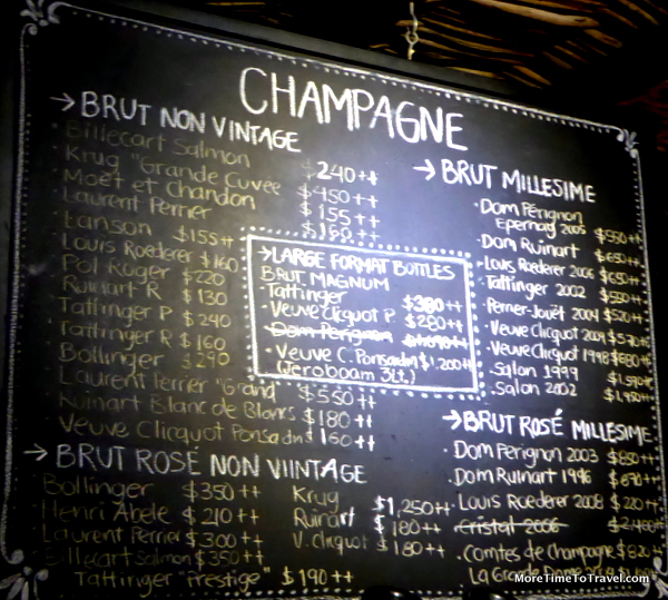 "Menu" at the Champagne Bar at The Resort at Pedregal (Credit: Resort at Pedregal)