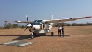 Arriving at Azura Selous by plane