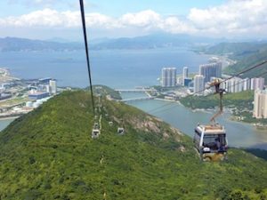 The brilliant Ngong Ping 360 cable cars - on a clear day!