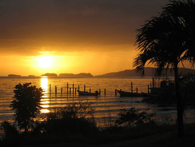 View of the Five Islands, Carrera Island and Point Gourde near in Chaguaramas, Trinidad