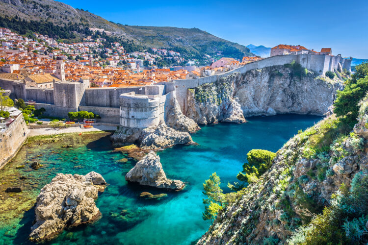 Aerial view at famous european travel destination in Croatia, Dubrovnik