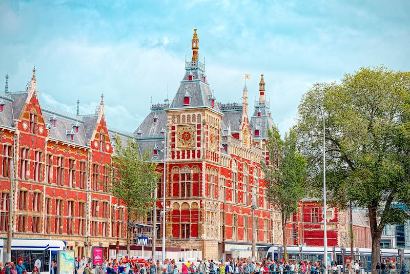 Amsterdam Centraal Station. It's the Amsterdam's main railway station