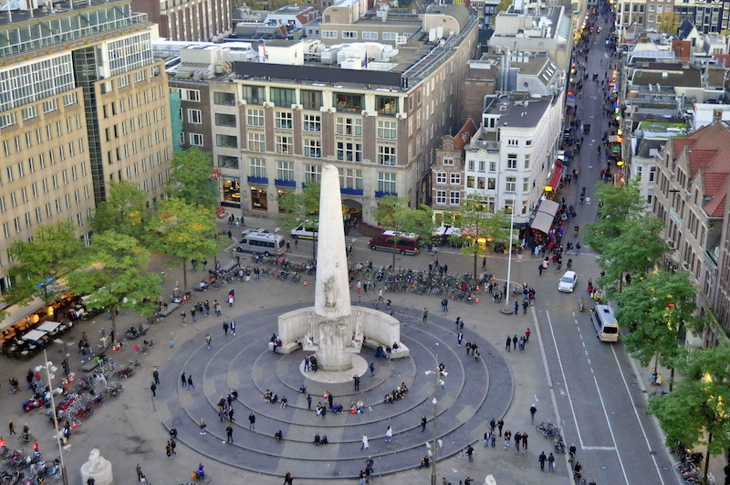 Aerial View of Dam Square in Amsterdam