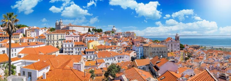 Panoramic view of the Alfama district of Lisbon