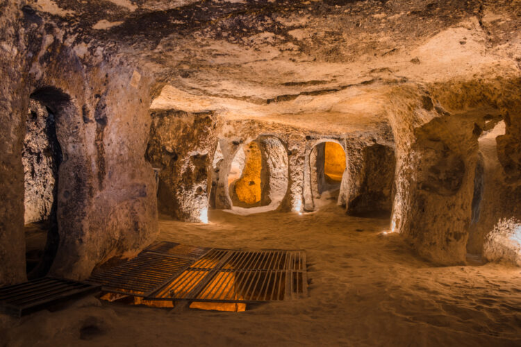 Kaymakli ancient multi-level underground cave city in Cappadocia