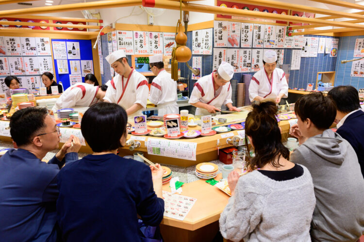 inside view of a sushi restaurant in Japan