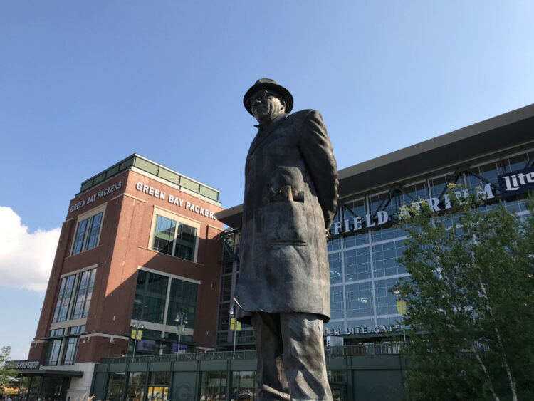 in front of the famous Titletown Brewery in Green Bay Wisconsin.