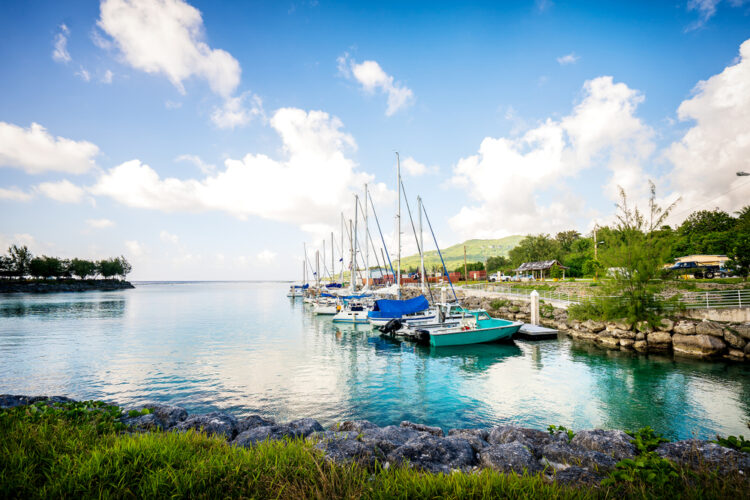 A small marina on Rota Island belonging to the Northern Mariana Islands