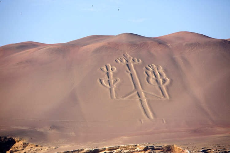 The Candelabra Geoglyph, Landscape in Paracas National Park, Peru 