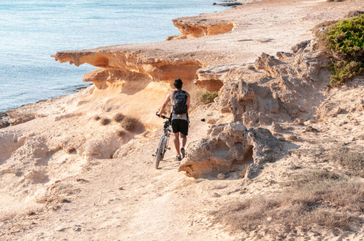 Biker on Formentera island, Spain