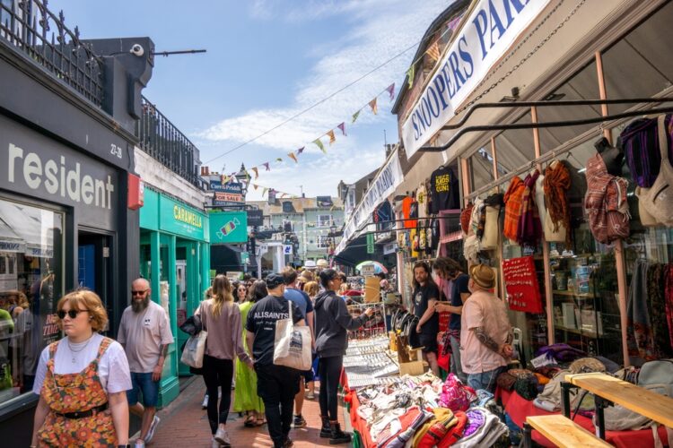 Brighton's north lanes/laines  is a vibrant bohemian  shopping area 