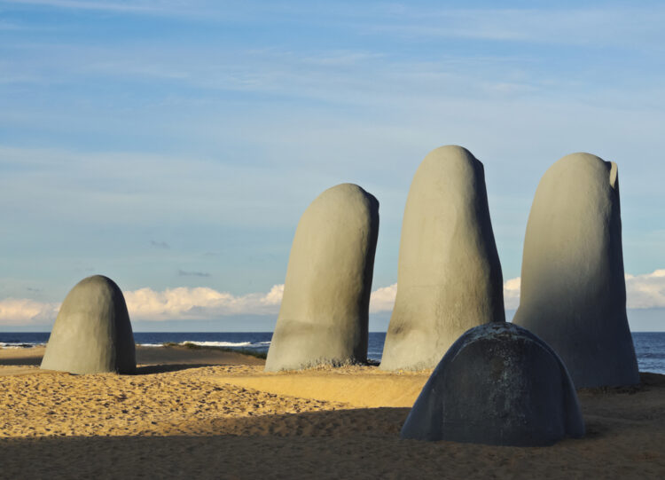 'Man Emerging to Life' by Mario Irarrázabal in Punta del Este, Uruguay