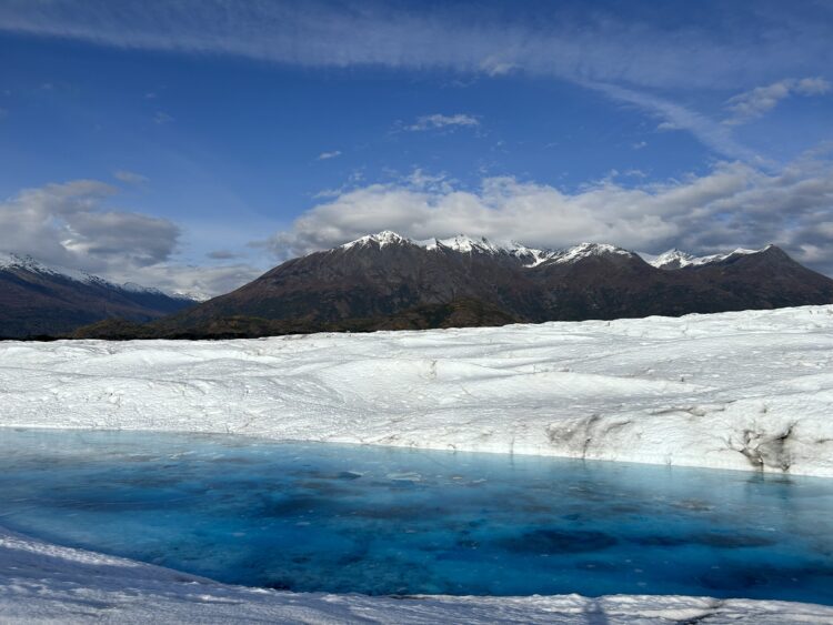 Blue melt pool on the glacier