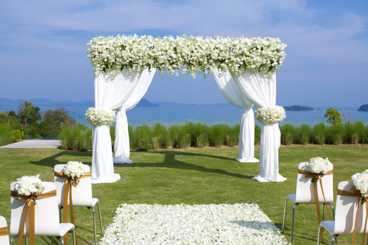 An outdoor wedding gazebo