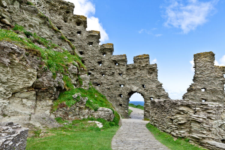 Tintagel, UK ruins of castle wall