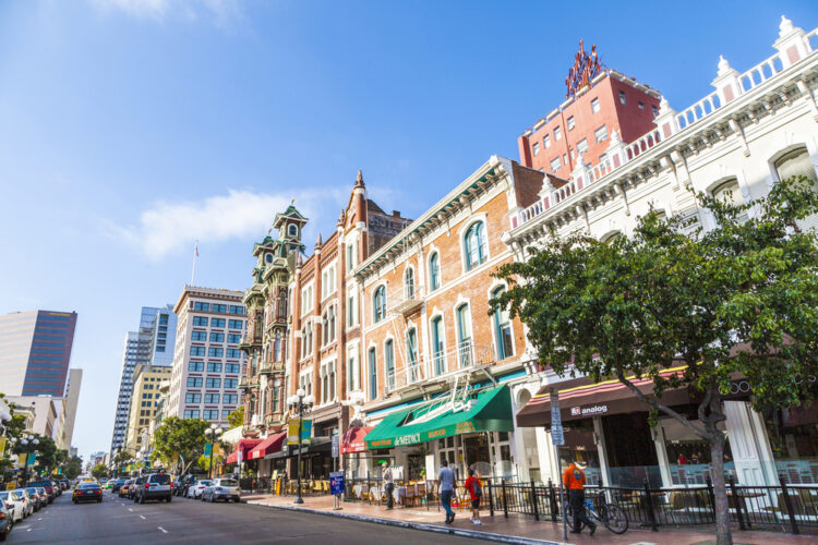 The Gaslamp quarter area is a historic district on the National Register of Historic Places