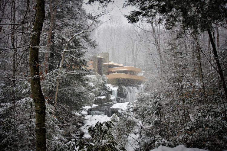 Frank Lloyd Wright's Falling Waters in winter