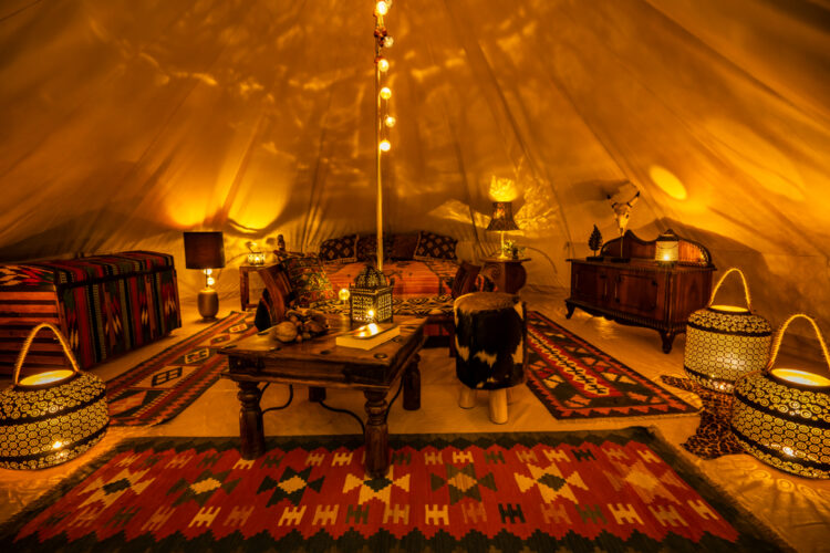Interior of a luxury tent