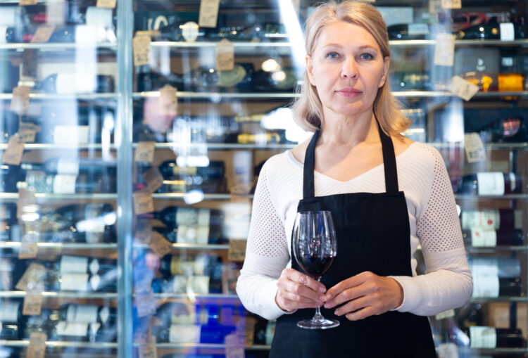 Professional female sommelier