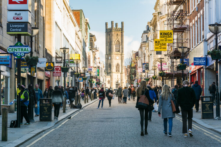 Bold Street located in the heart of Liverpool city