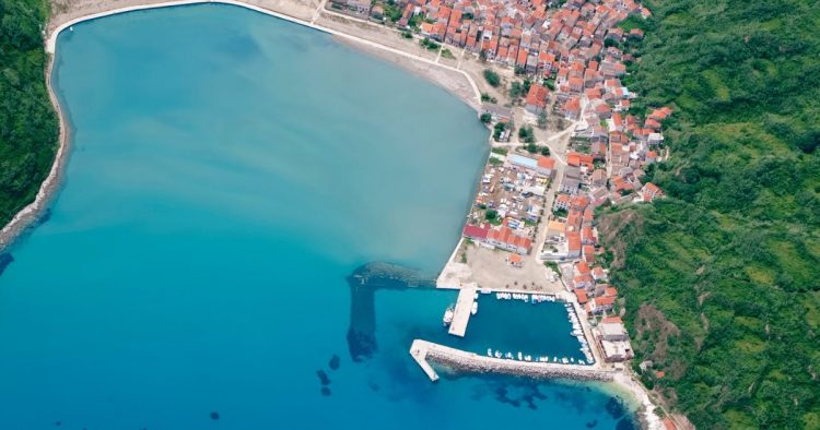 Aerial view of village