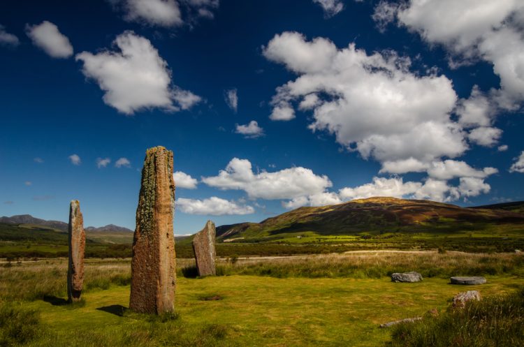 Machrie Moor Stones in beautiful weather, Isle of Arran