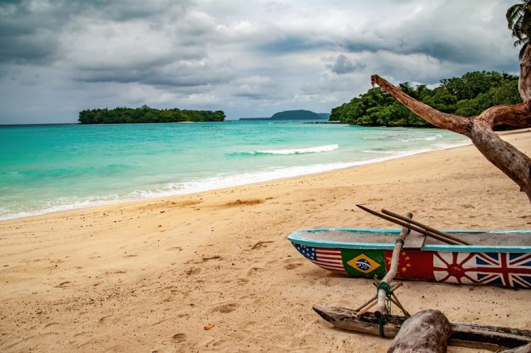 Port Olry beach on the Vanuatu island of Espiritu Santo.