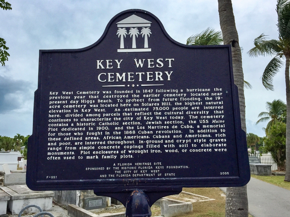 Key West Cemetery plaque