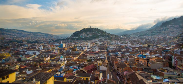 View of the historic center of Quito, Ecuador