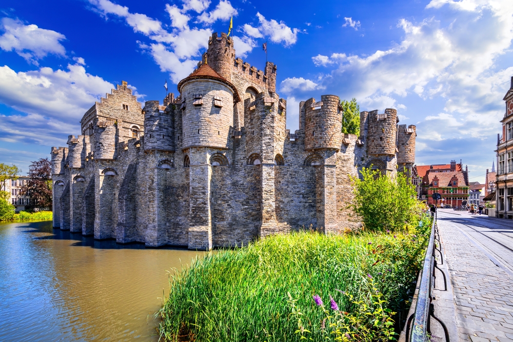 Medieval castle Gravensteen (Castle of the Counts) in Gent,