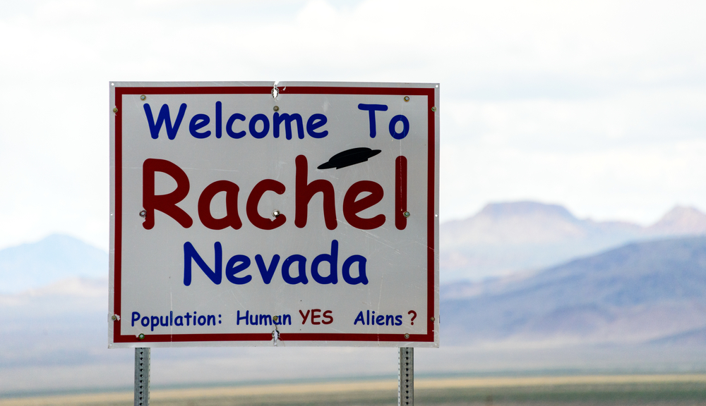 Rachel, Nevada street sign