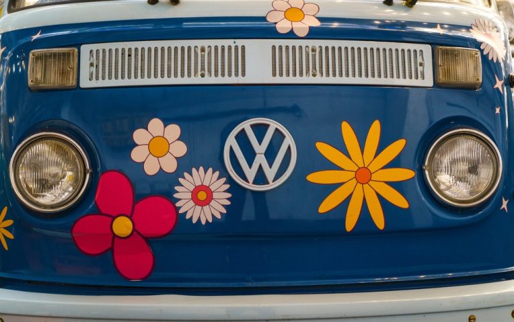Volkwagon Van with flower decals