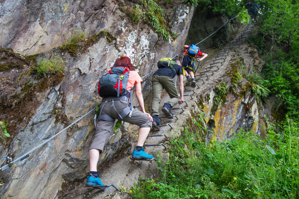 Family via ferrata walking