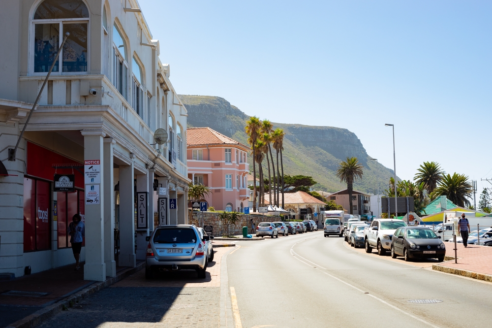 The old houses and quiet streets in small coastal town of Kalk Bay