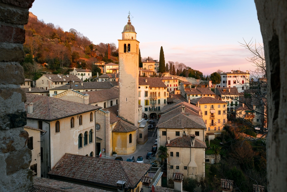 The Asolo historic center at sunset, Italy