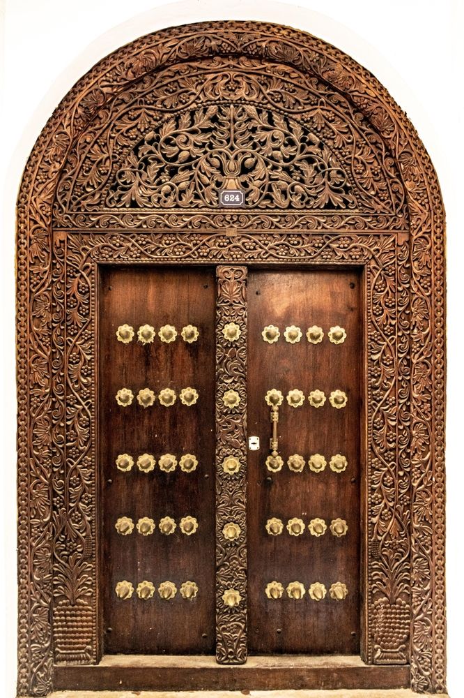 One of the massive teak doors of Stone Town