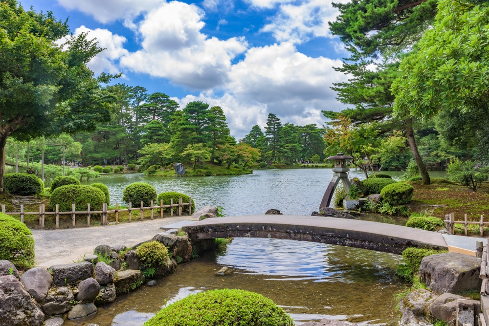 Landscape of the Kenroku-en Gardens in Kanazawa