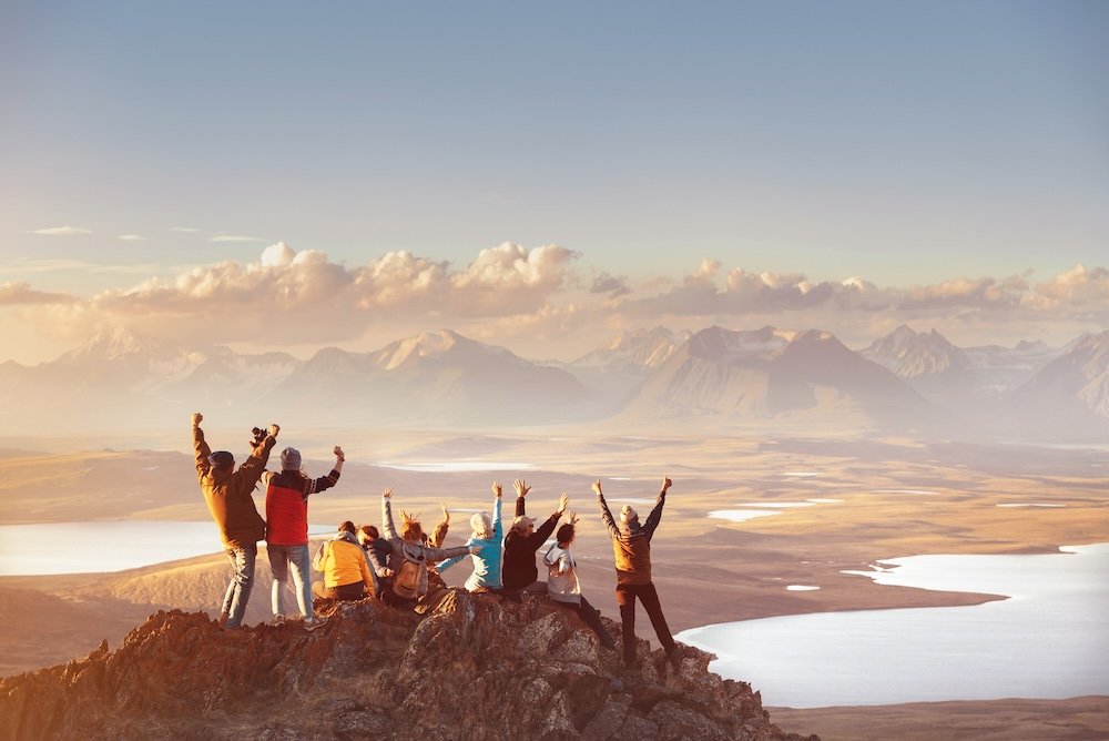 Group of friends traveling together