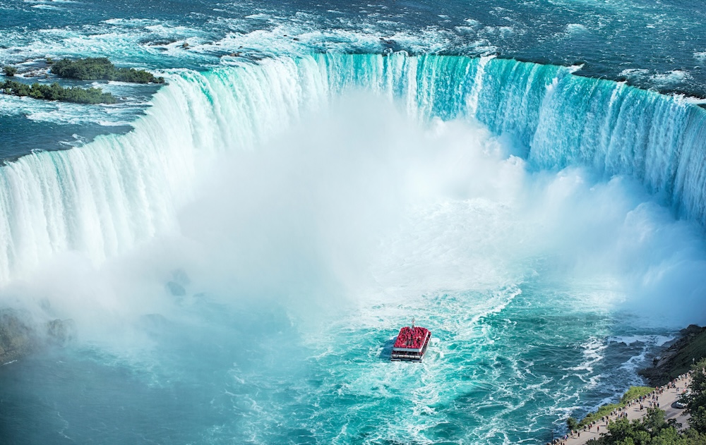Niagara Falls boat tours attraction. Horseshoe Falls at Niagara Falls, Ontario, Canada
