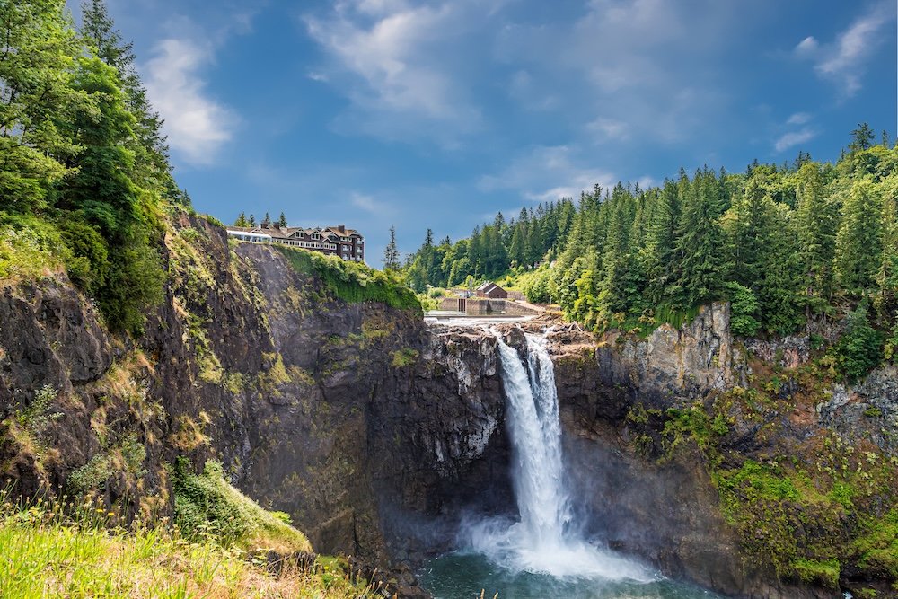 Snoqualmie Falls Under Summer Sky