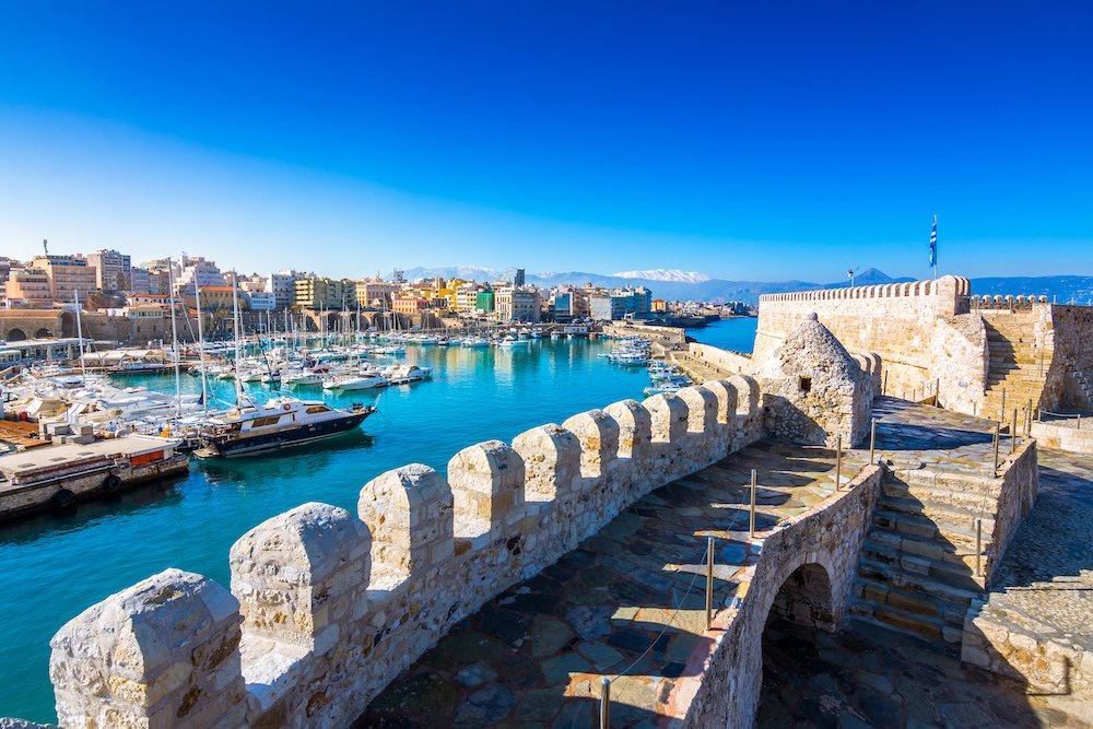 Heraklion harbour with old Venetian Fort Koule