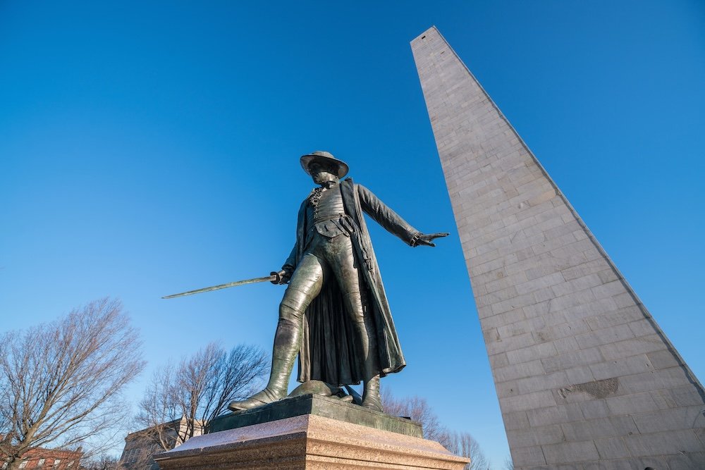 Bunker Hill Monument in Boston, Massachusetts in United States