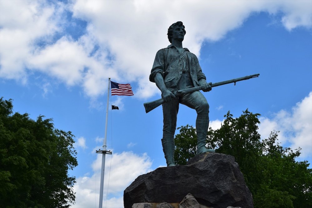 A statue of the Minuteman near the Lexington Green